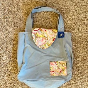 Recycled Canvas Teal & Floral Tote Bag